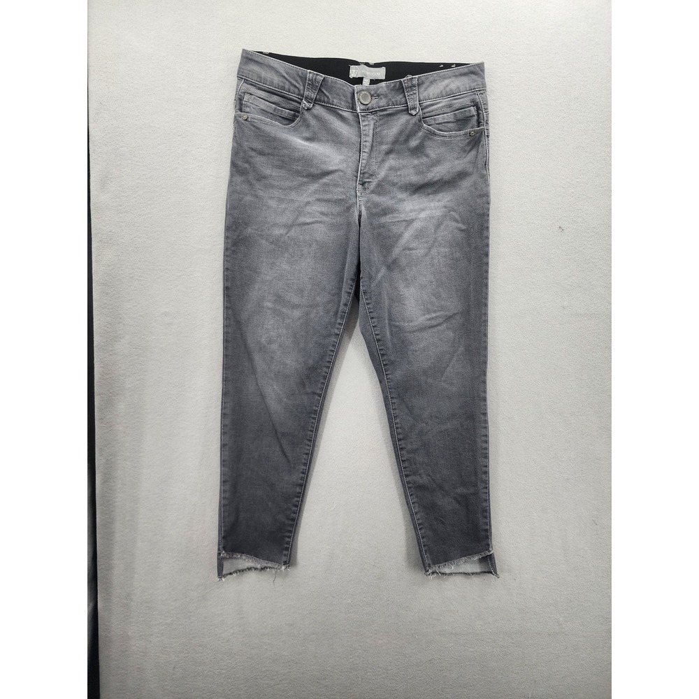 Wit & Wisdom Ab-solution Grey Petite Frayed Step Hem Skinny Ankle Jeans 14P